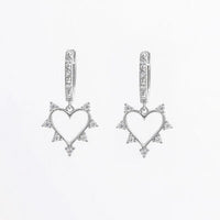 925 Sterling Silver Inlaid Zircon Heart Dangle Earrings Trandify deal