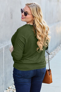 Basic Bae Full Size Round Neck Batwing Sleeve Blouse Trandify deal