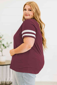 Plus Size Striped V-Neck Tee Shirt Trandify deal