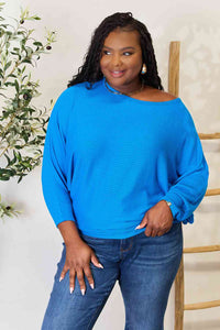 Zenana Full Size Round Neck Batwing Sleeve Blouse Trandify deal