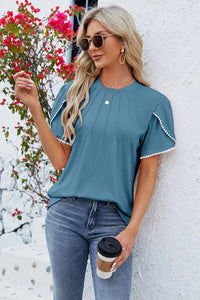 Round Neck Petal Sleeve T-Shirt Trandify deal