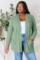 Basic Bae Full Size Ribbed Open Front Cardigan with Pockets Trandify deal