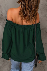 Frill Off-Shoulder Flounce Sleeve Blouse Trandify deal