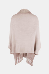 Fringe Open Front Long Sleeve Poncho Trandify deal