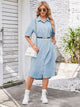 Button Up Dropped Shoulder Denim Dress Trandify deal