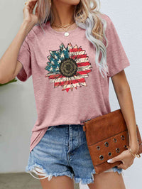 US Flag Flower Graphic Tee Trandify deal
