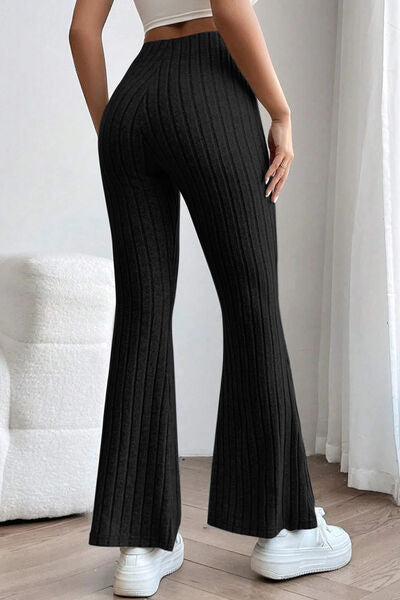 Basic Bae Full Size Ribbed High Waist Flare Pants Trandify deal