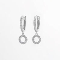 925 Sterling Silver Inlaid Zircon Hoop Dangle Earrings Trandify deal
