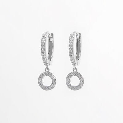 925 Sterling Silver Inlaid Zircon Hoop Dangle Earrings Trandify deal