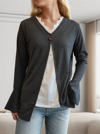 Faux Layered V-Neck Long Sleeve T-Shirt Trandify deal