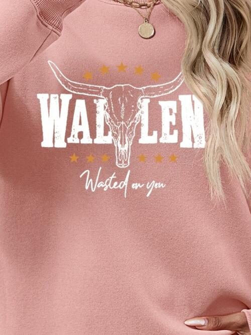 Graphic Round Neck Dropped Shoulder Sweatshirt Trandify deal