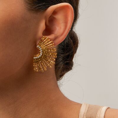 Stainless Steel Inlaid Zircon Stud Earrings Trandify deal