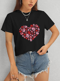 Heart Round Neck Short Sleeve T-Shirt Trandify deal