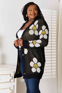 Double Take Floral Button Down Longline Cardigan Trandify deal