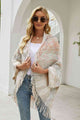Multicolored Fringe Trim Poncho - Bohemian Style - TrandifyDeal
