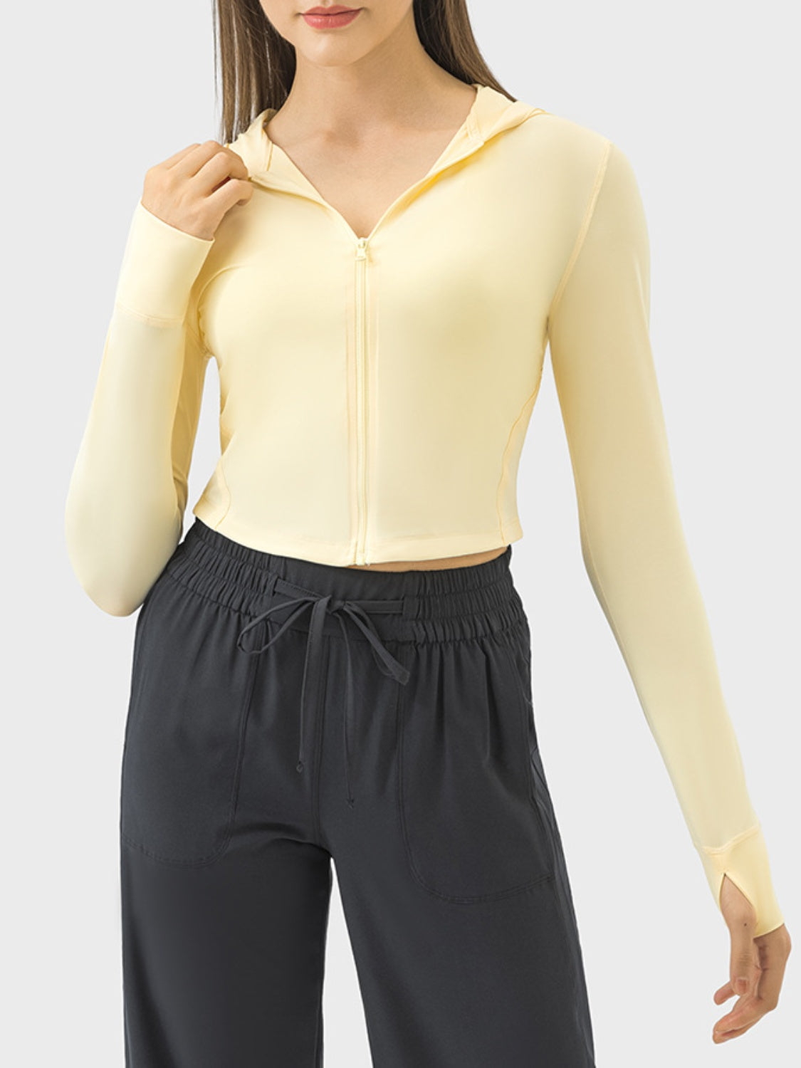 Millennia Zip Up Hooded Long Sleeve Active Outerwear Trandify deal