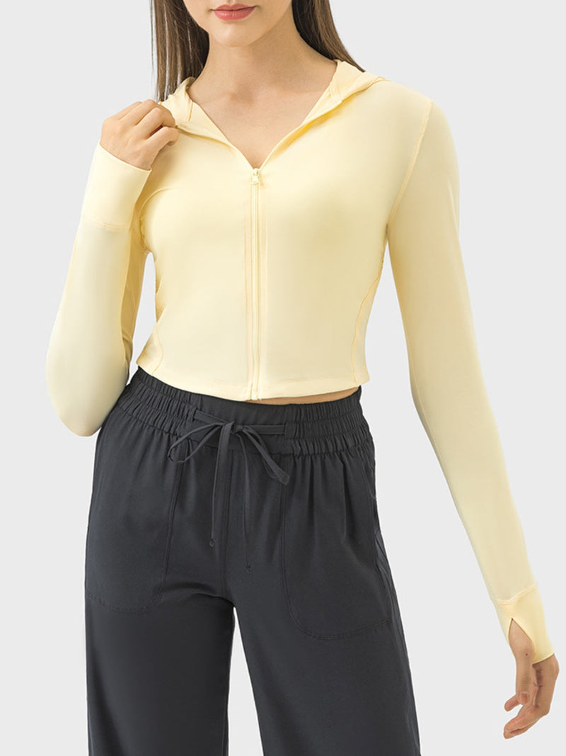 Millennia Zip Up Hooded Long Sleeve Active Outerwear Trandify deal