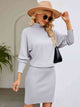 Turtle Neck Long Sleeve Ribbed Sweater Dress Trandify deal