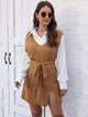 Tie Front V-Neck Sleeveless Slit Sweater Dress Trandify deal