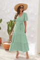 Swiss Dot Tied Surplice Short Sleeve Dress Trandify deal