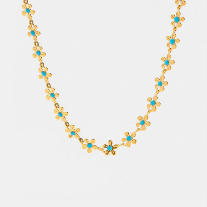 Titanium Steel Drip Oil Flower Necklace Trandify deal