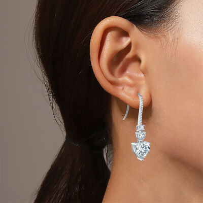5.44 Carat 925 Sterling Silver Moissanite Heart Drop Earrings Trandify deal