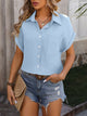 Textured Pocketed Button Up Shirt Trandify deal