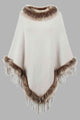 Faux Fur Trim Fringed Poncho Trandify deal