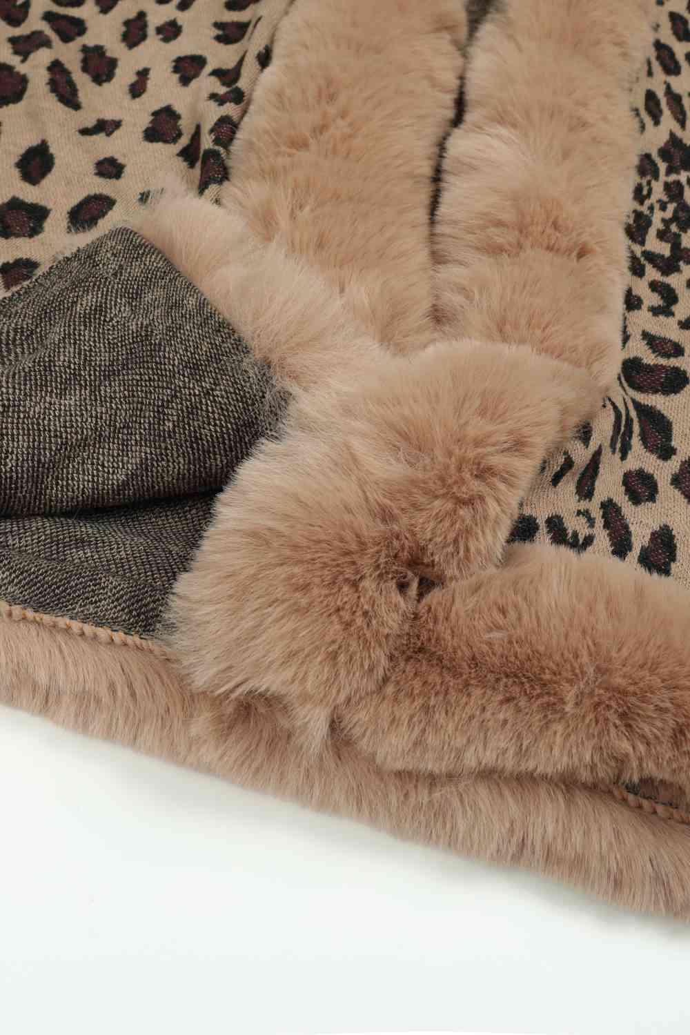 Leopard Open Front Poncho Trandify deal