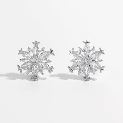 925 Sterling Silver Zircon Snowflake Earrings Trandify deal