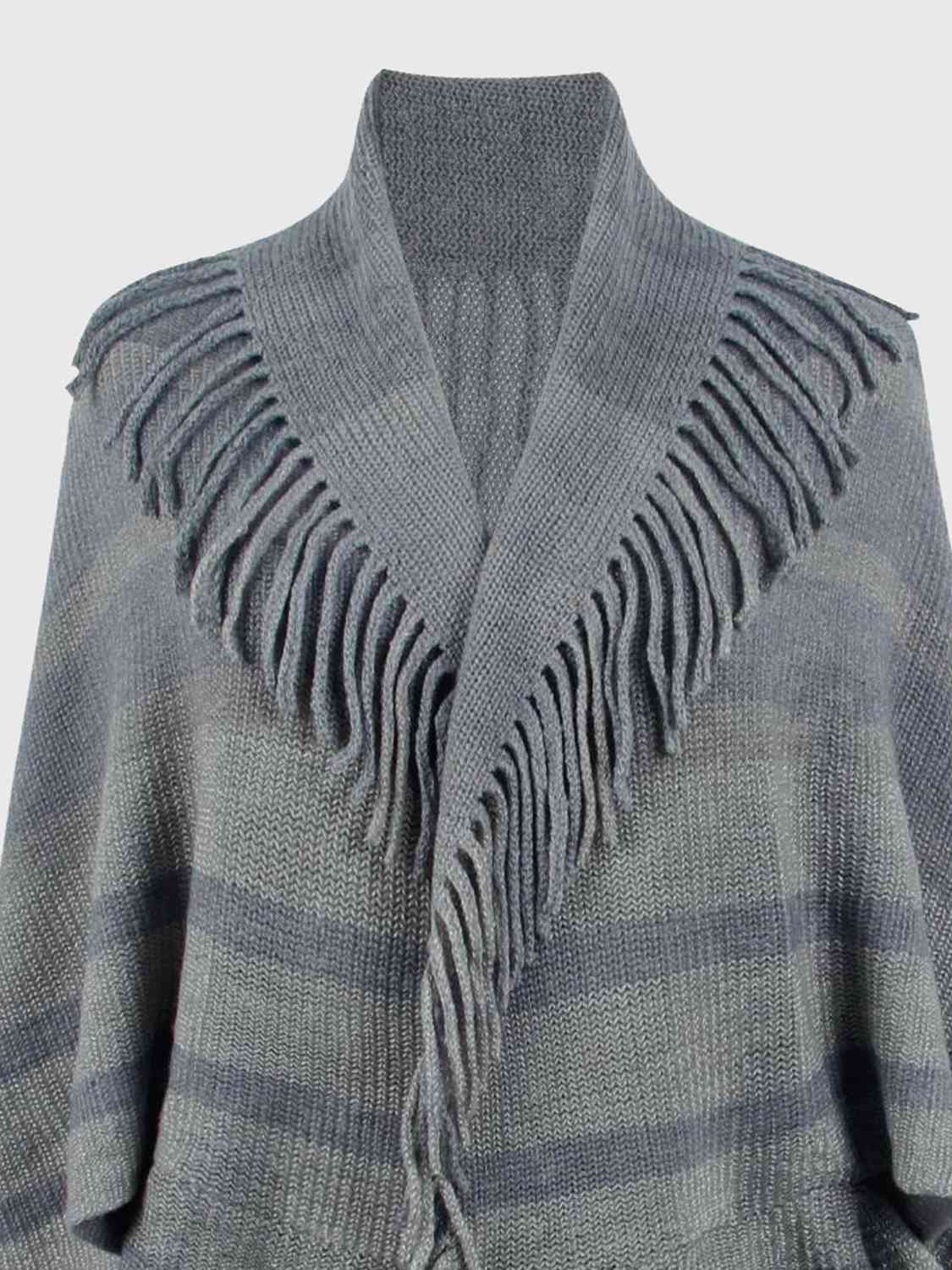 Fringe Detail Open Front Poncho Trandify deal
