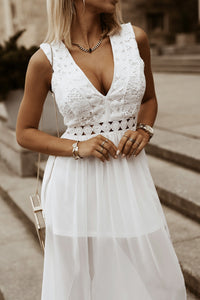 Slit Lace Detail V-Neck Dress Trandify deal