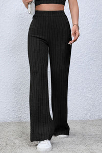Basic Bae Full Size Ribbed High Waist Flare Pants Trandify deal