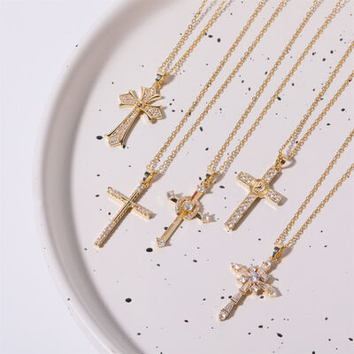 Stainless Steel Inlaid Zircon Cross Necklace Trandify deal