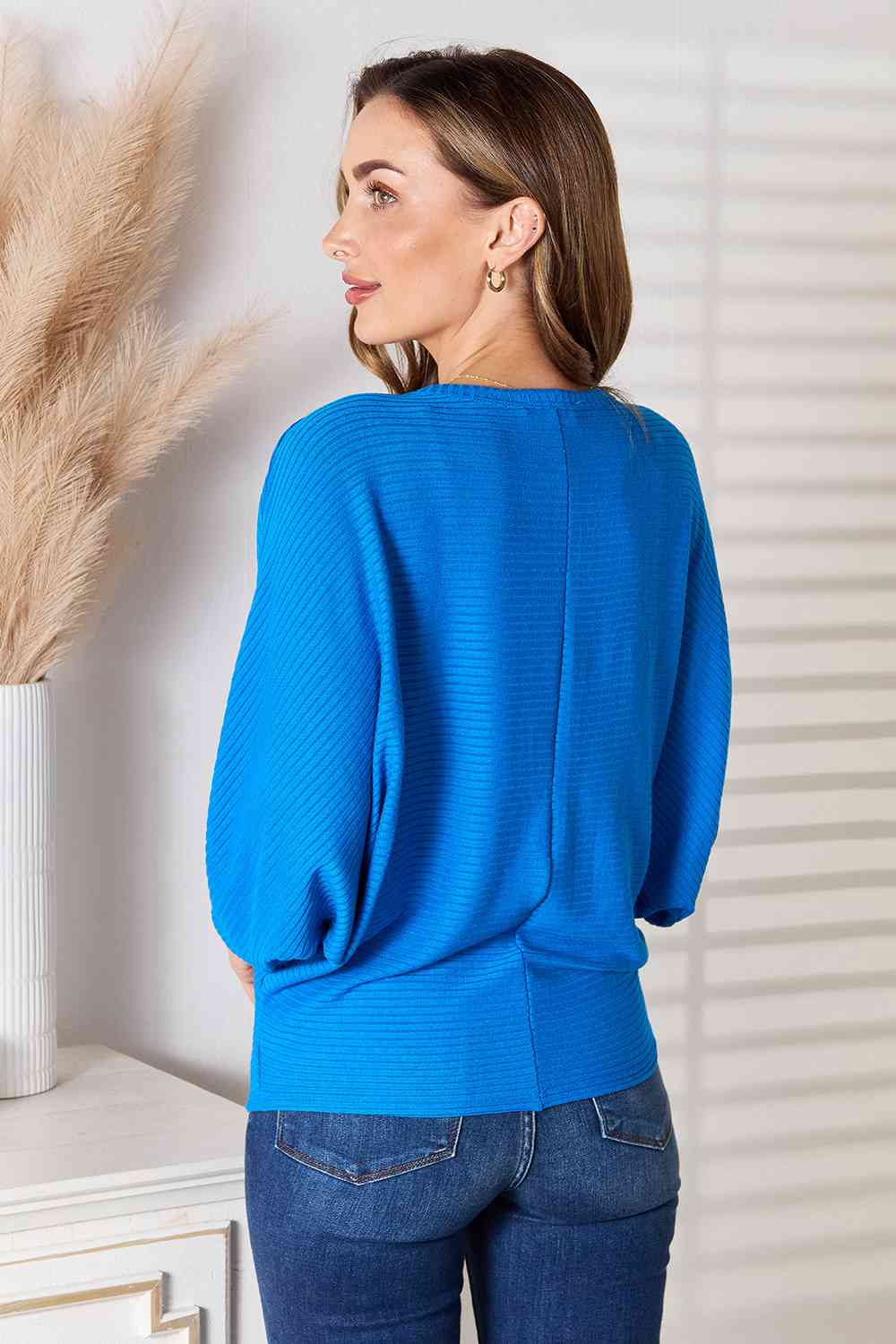 Zenana Full Size Round Neck Batwing Sleeve Blouse Trandify deal