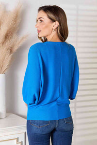Zenana Full Size Round Neck Batwing Sleeve Blouse Trandify deal