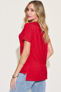 Basic Bae Full Size V-Neck High-Low T-Shirt Trandify deal