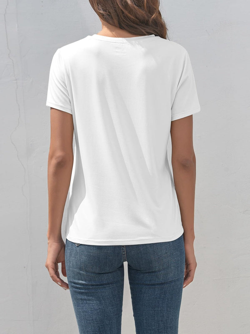 Heart Round Neck Short Sleeve T-Shirt Trandify deal