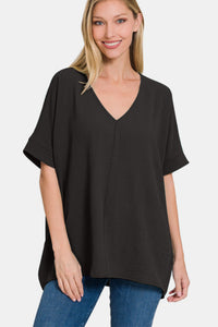 Zenana Full Size V-Neck Short Sleeve Top Trandify deal