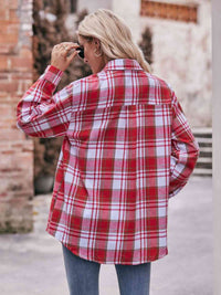 Plaid Dropped Shoulder Longline Shirt Trandify deal