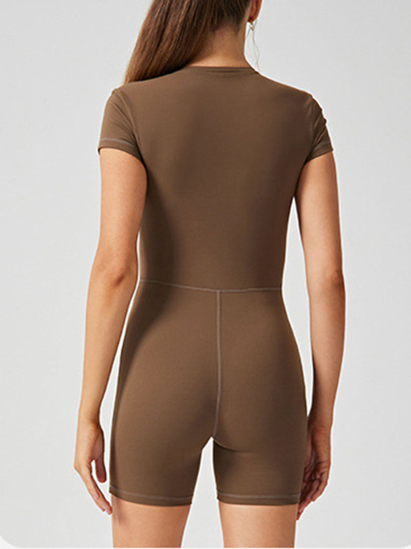 Half Zip Short Sleeve Active Romper Trandify deal