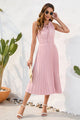 Swiss Dot Tie Neck Sleeveless Dress Trandify deal