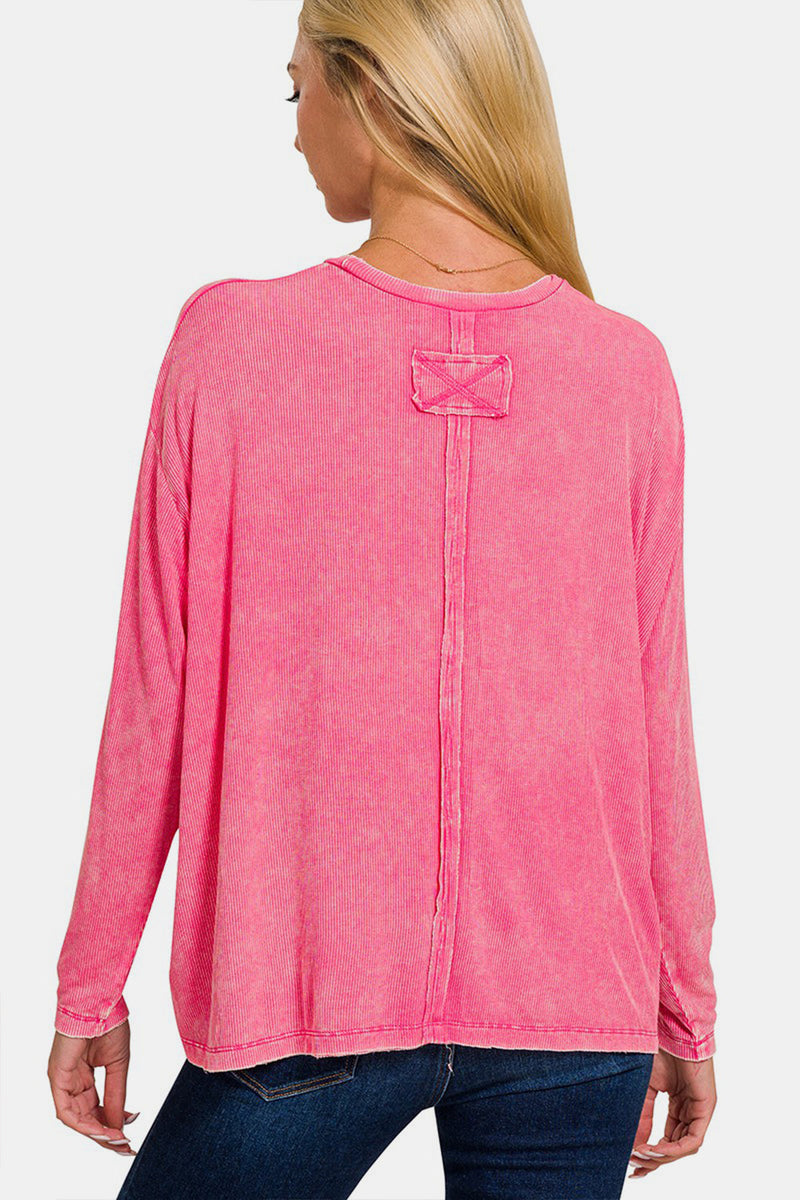 Zenana Round Neck Long Sleeve T-Shirt Trandify deal