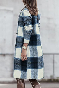 Double Take Full Size Plaid Button Up Lapel Collar Coat Trandify deal