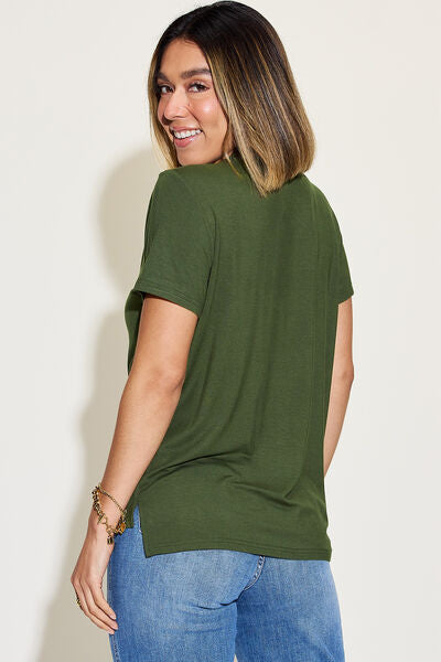 Basic Bae Full Size V-Neck High-Low T-Shirt Trandify deal