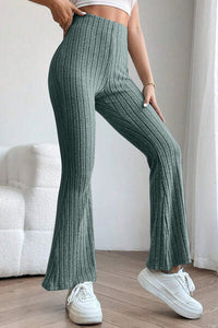 Basic Bae Full Size Ribbed High Waist Flare Pants Trandify deal
