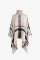 Plaid Turtleneck Raw Hem Poncho Trandify deal