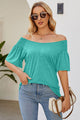 Smocked Round Neck Flutter Sleeve T-Shirt Trandify deal
