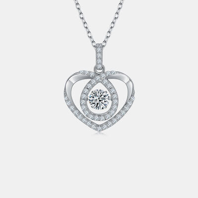 Moissanite 925 Sterling Silver Heart Shape Necklace Trandify deal
