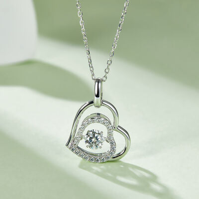 Moissanite 925 Sterling Silver Heart Necklace Trandify deal